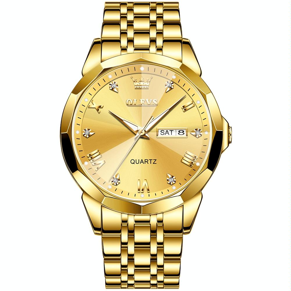 OLEVS 9931 Men Luminous Waterproof Quartz Watch(Gold)