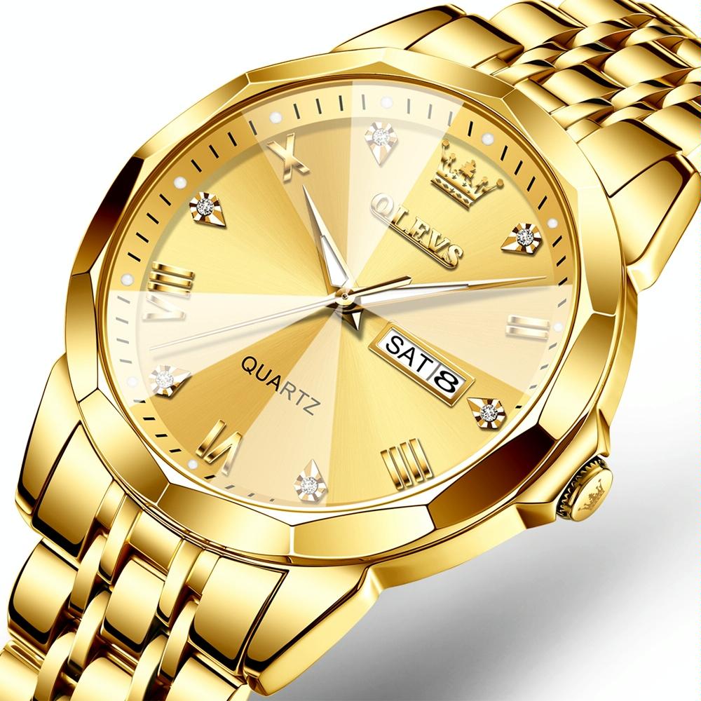 OLEVS 9931 Men Luminous Waterproof Quartz Watch(Gold)