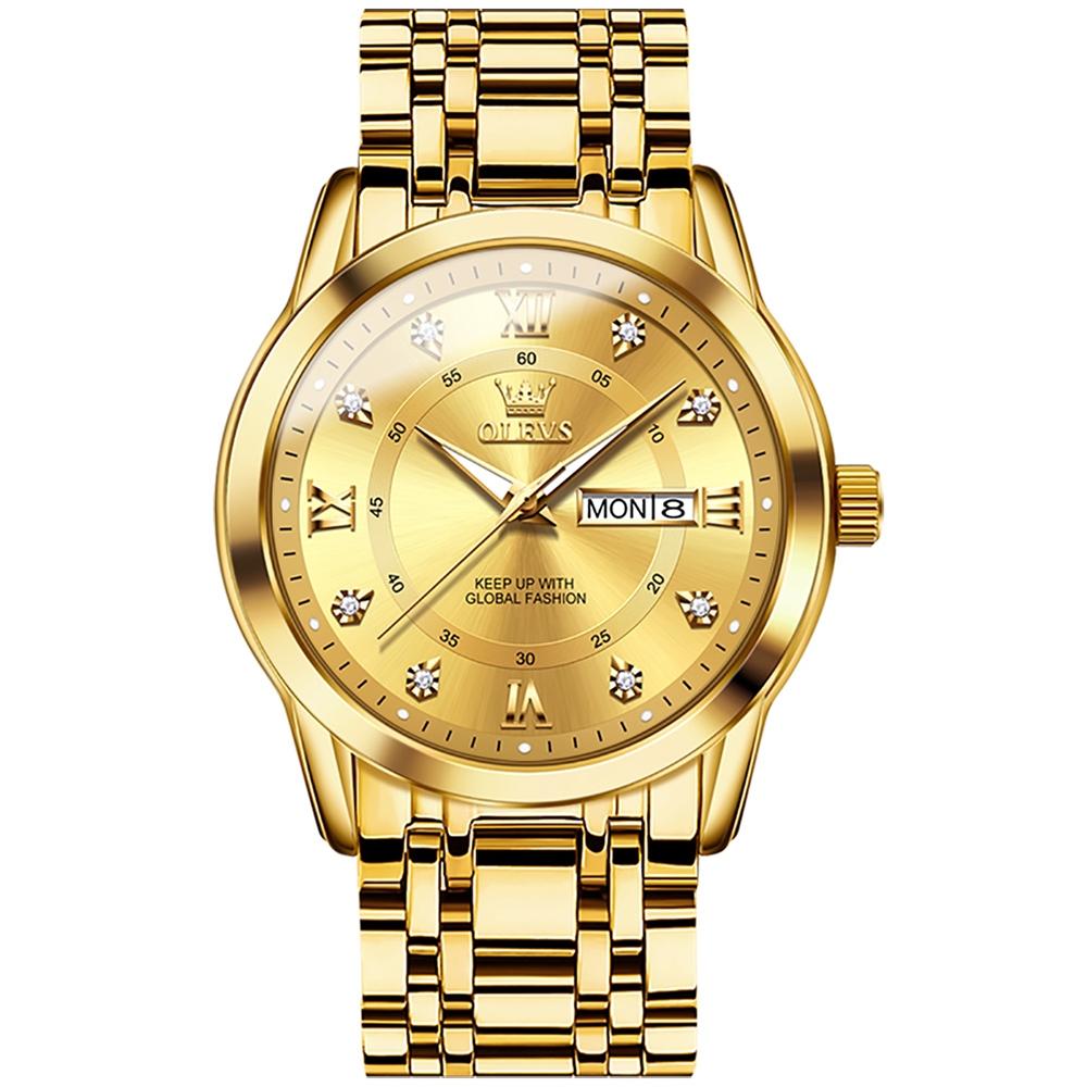 OLEVS 5513 Men Business Luminous Waterproof Quartz Watch(Gold)