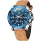OLEVS 9957 Men Luminous Waterproof Leather Strap Quartz Watch(Blue)