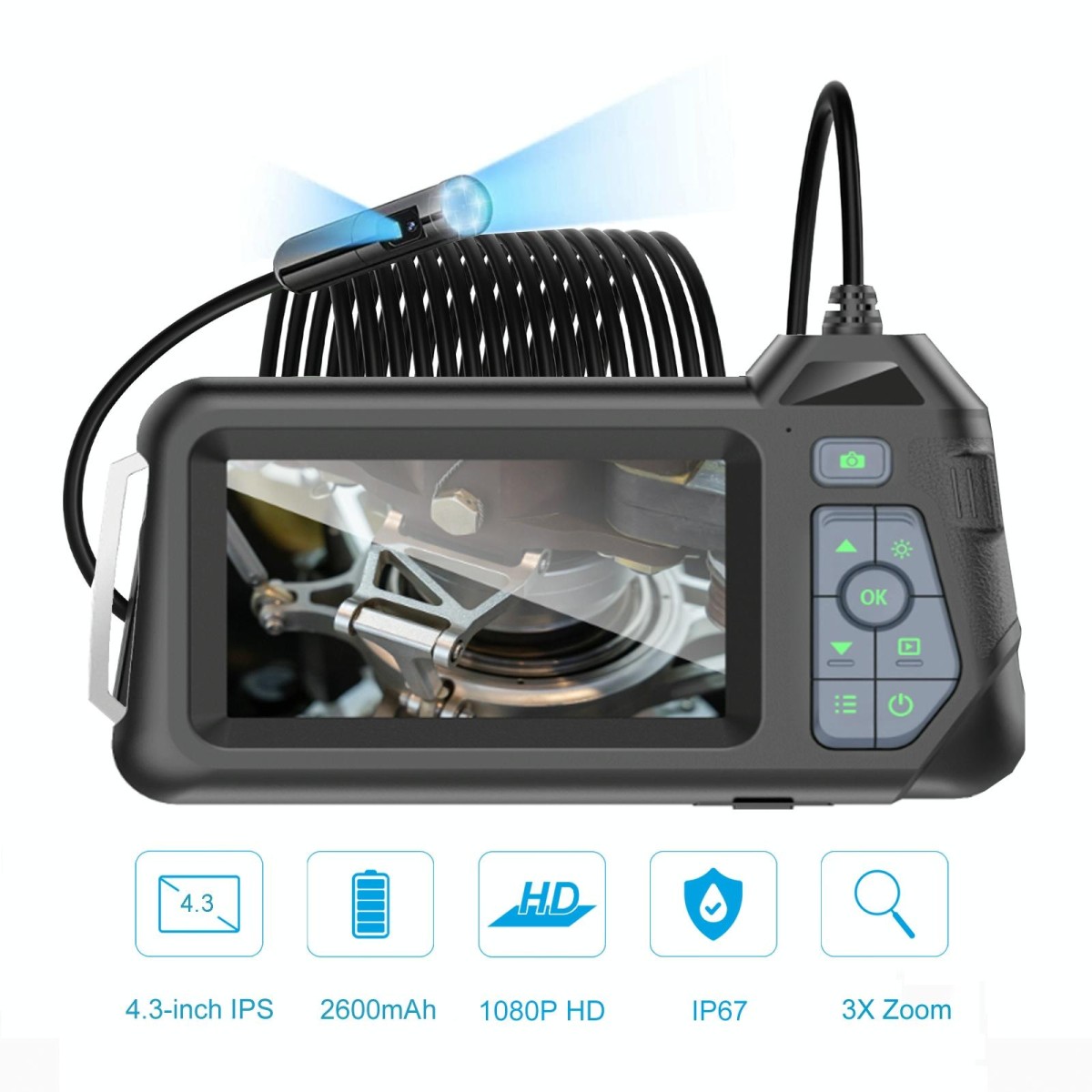 M60 4.3 inch Dual Camera with Screen Endoscope, Length:5m(8mm)