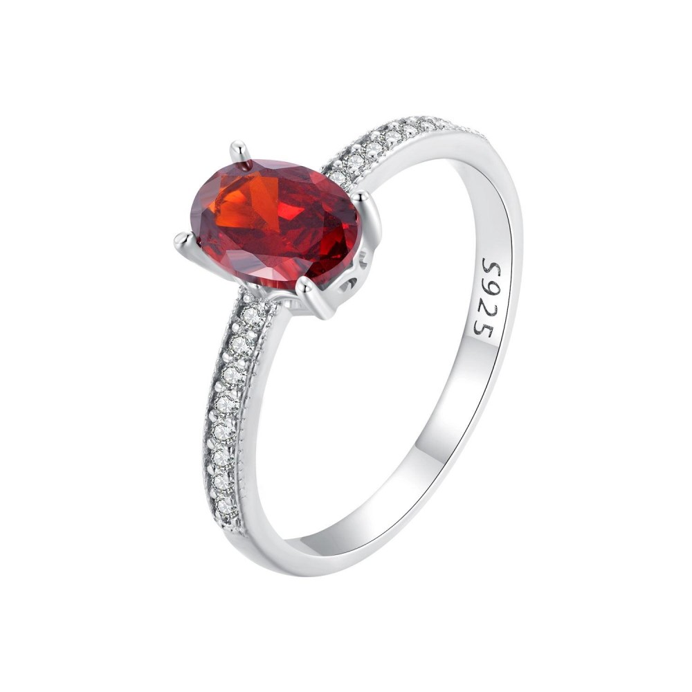 BSR460-7RD S925 Sterling Silver White Gold Plated Zircon Exquisite Pomegranate Ring Hand Decoration