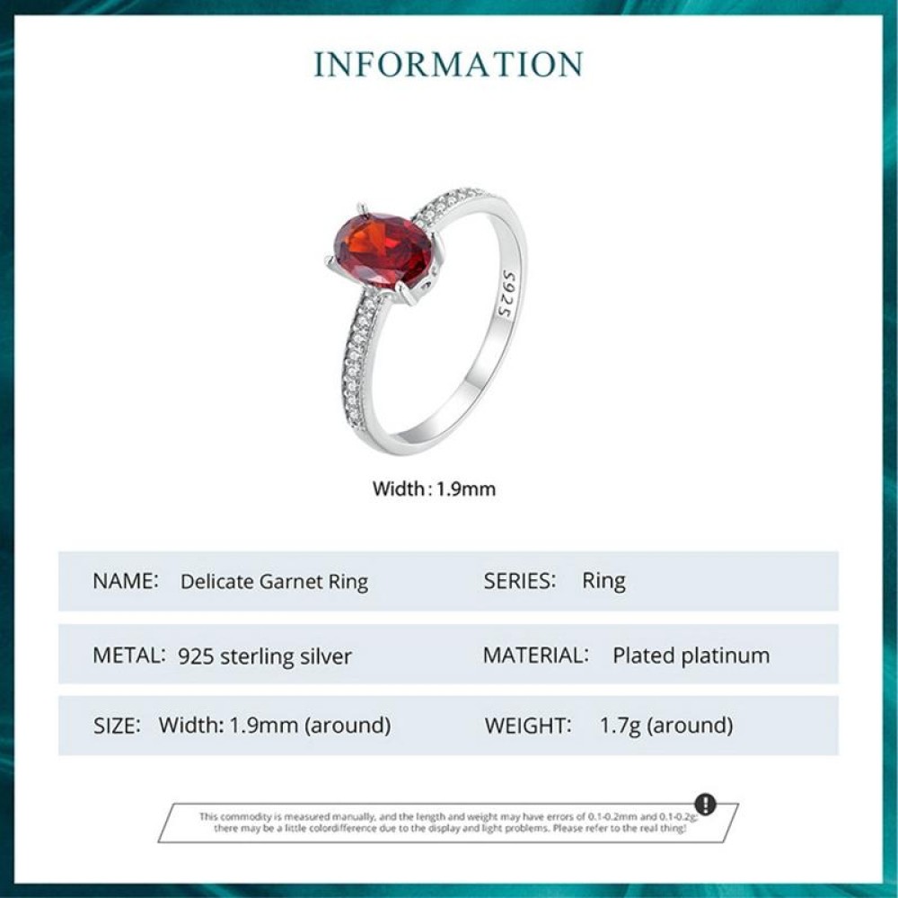 BSR460-7RD S925 Sterling Silver White Gold Plated Zircon Exquisite Pomegranate Ring Hand Decoration