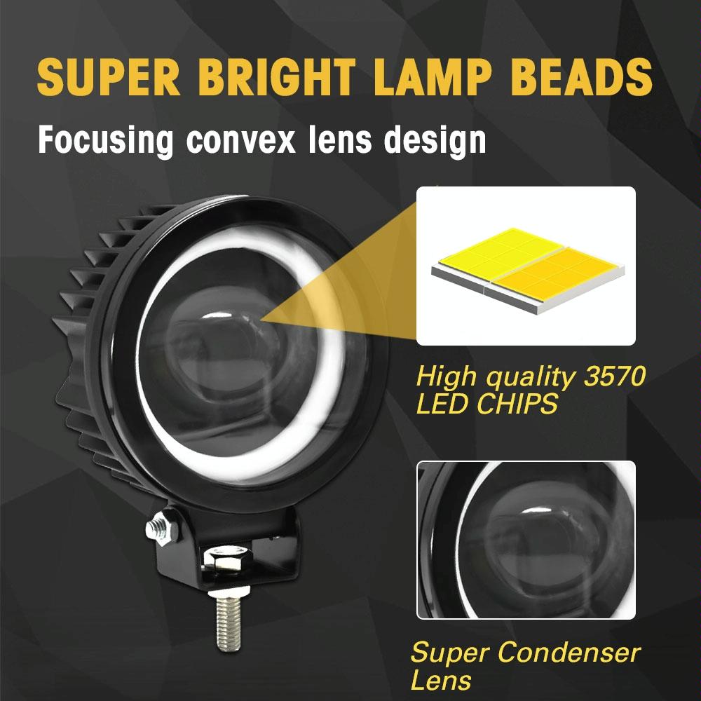S12 Motorcycle Round Fisheye Lens Spotlight(Black)