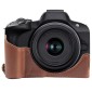 For Canon EOS R50 1/4 inch Thread PU Leather Camera Half Case Base(Coffee)