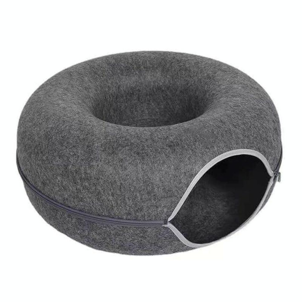 Round Wool Felt Cat Litter Tunnel Cat Litter, Size:50x50x20cm(Dark Grey)