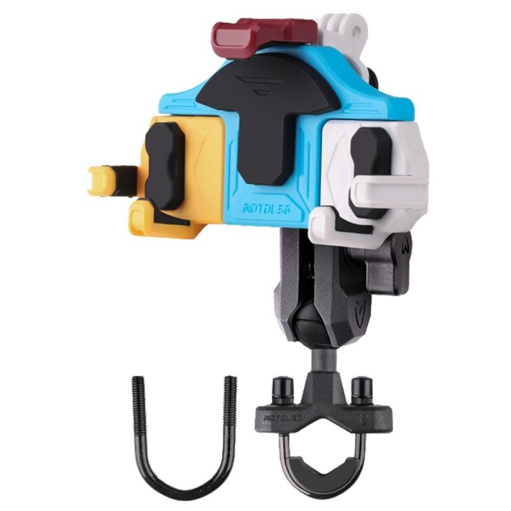 MOTOSLG Crab Motorcycle Phone Clamp Bracket U-Type Headbar Mount(Yellow Blue White)