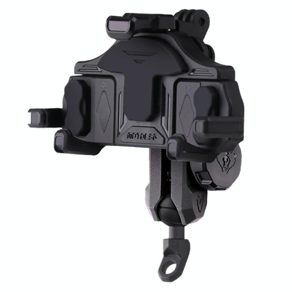 MOTOSLG Crab Motorcycle Phone Clamp Bracket L-Type Rear Mirror Mount with Anti-theft Lock(Black)