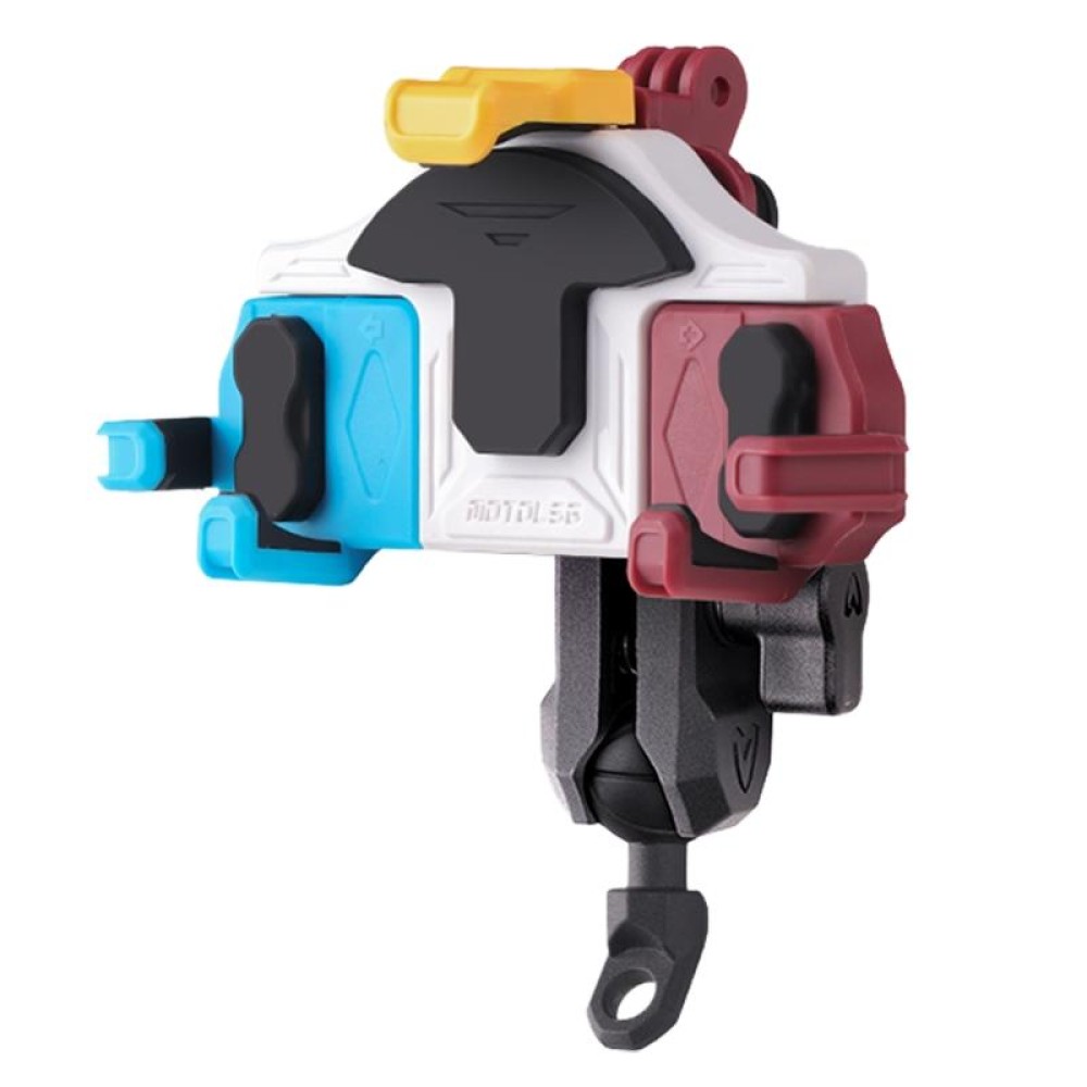 MOTOSLG Crab Motorcycle Phone Clamp Bracket L-Type Rear Mirror Mount(Blue White Red)