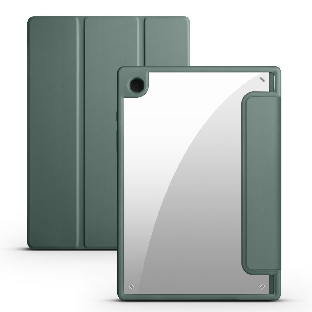 For Samsung Galaxy Tab A8 3-folding Acrylic Smart Leather Tablet Case(Dark Green)
