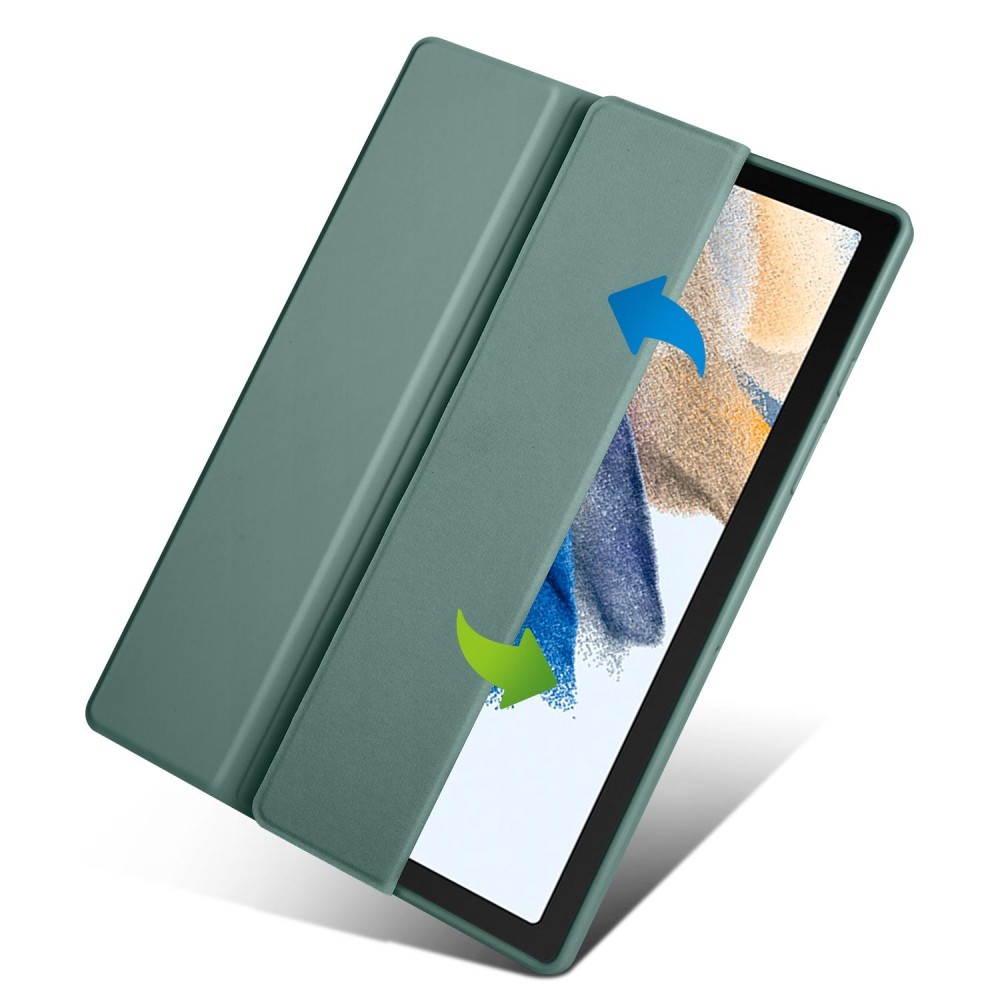 For Samsung Galaxy Tab A8 3-folding Acrylic Smart Leather Tablet Case(Dark Green)