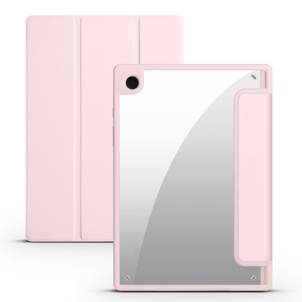 For Samsung Galaxy Tab A8 3-folding Acrylic Smart Leather Tablet Case(Pink)