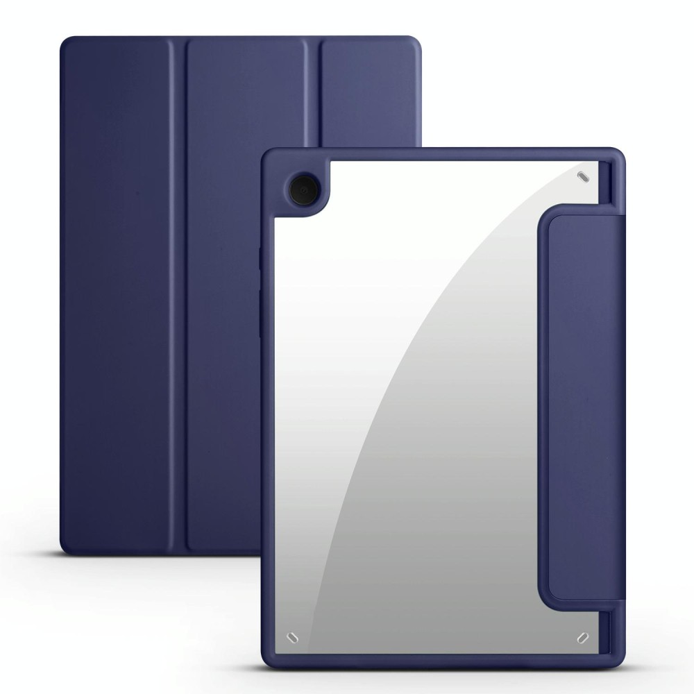 For Samsung Galaxy Tab A8 3-folding Acrylic Smart Leather Tablet Case(Dark Blue)