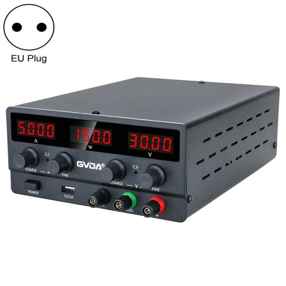 GVDA SPS-H3010 30V-10A Adjustable Voltage Regulator, Specification:EU Plug(Black)