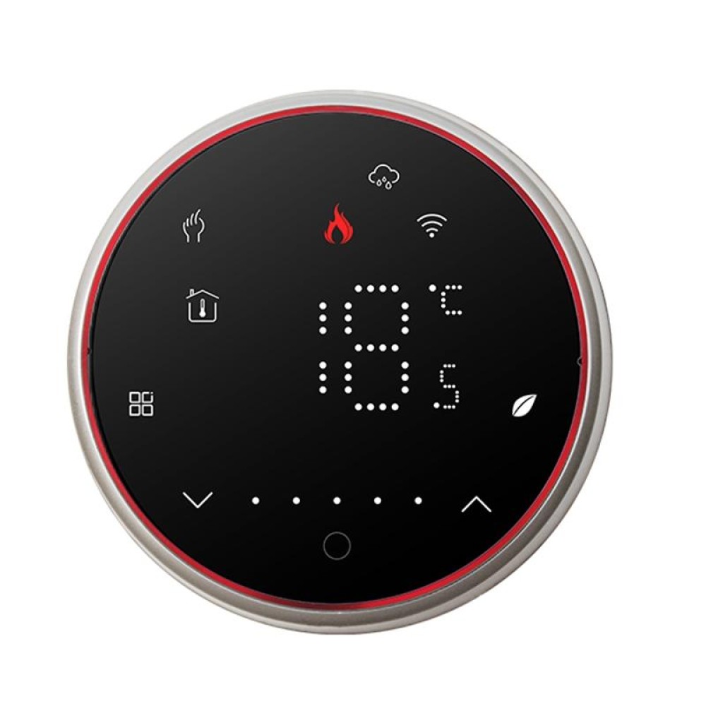 BHT-6001GCLW 95-240V AC 5A Smart Round Thermostat Boiler Heating LED Thermostat With WiFi(Black)