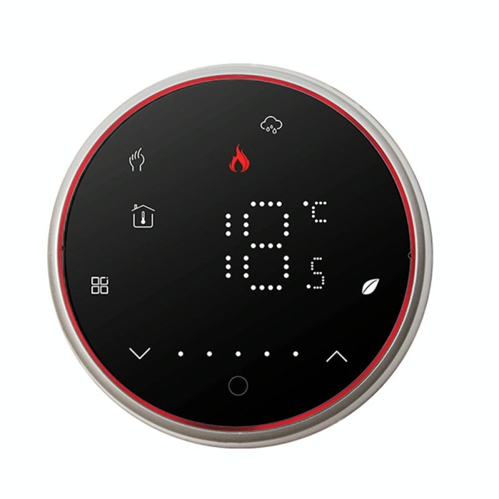 BHT-6001GCL 95-240V AC 5A Smart Round Thermostat Boiler Heating LED Thermostat Without WiFi(Black)
