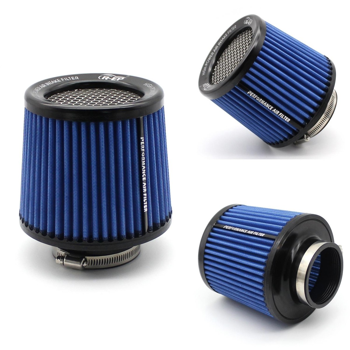 XH-UN077-079 Car High Flow Cold Cone Engine Air Intake Filter, Size:76mm(Blue)