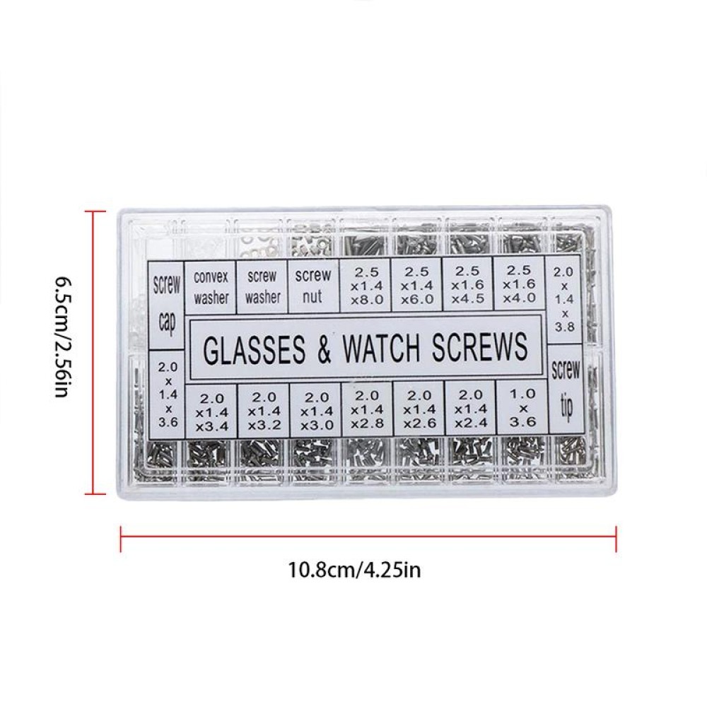 1000pcs Box Watch Glasses Repair Screw Set
