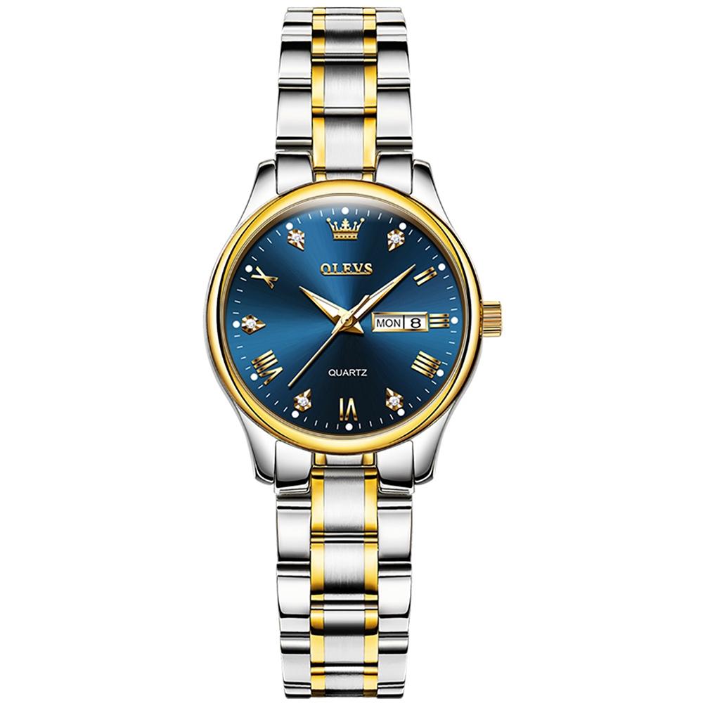 OLEVS 5563 Women Luminous Waterproof Quartz Watch(Blue + Gold)