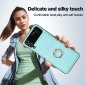 For Samsung Galaxy Z Flip3 Full Coverage Fold Solid Color PU Phone Case with Ring(Blue)