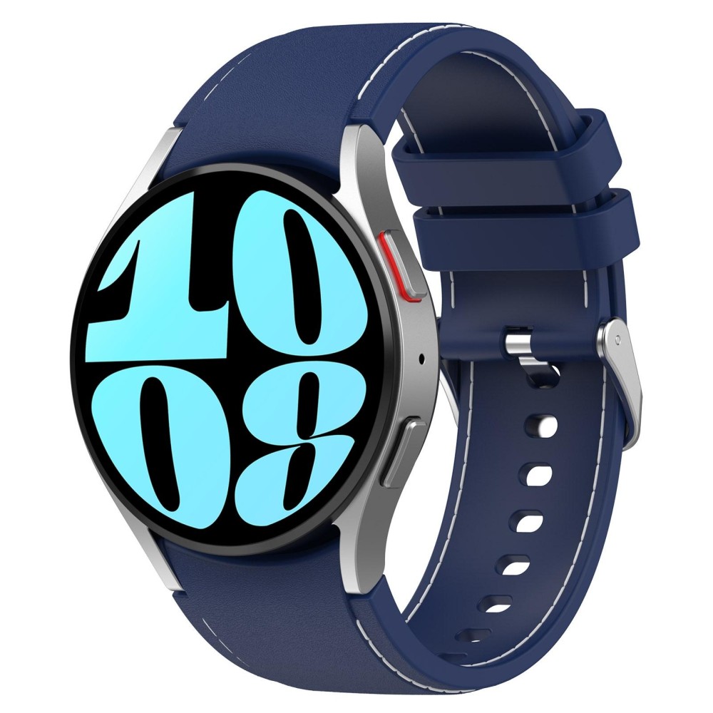 For Samsung Galaxy Watch 4/5 Classic Leather Silicone Watch Band(Dark Blue)
