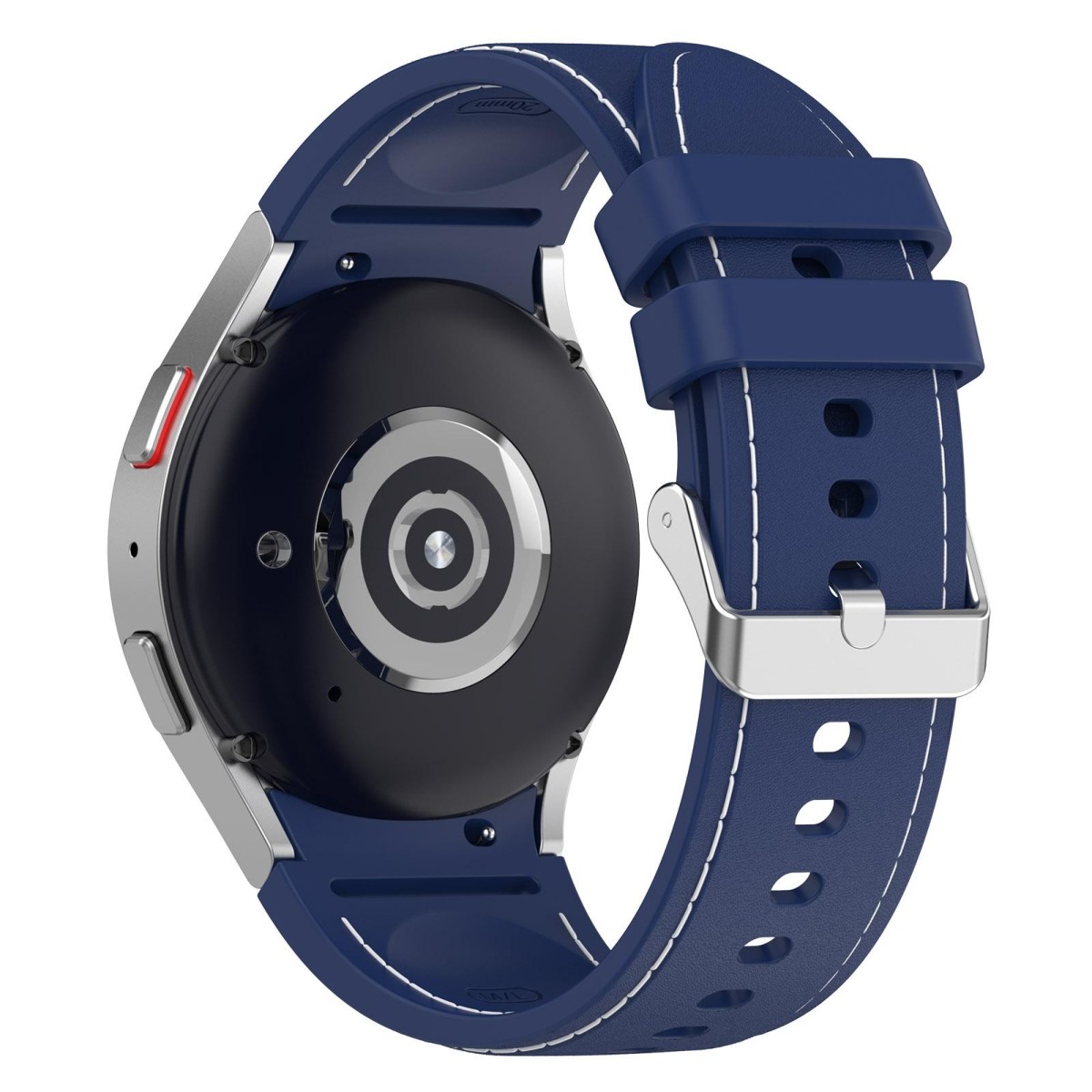 For Samsung Galaxy Watch 6 / 6 Classic Leather Silicone Watch Band(Dark Blue)