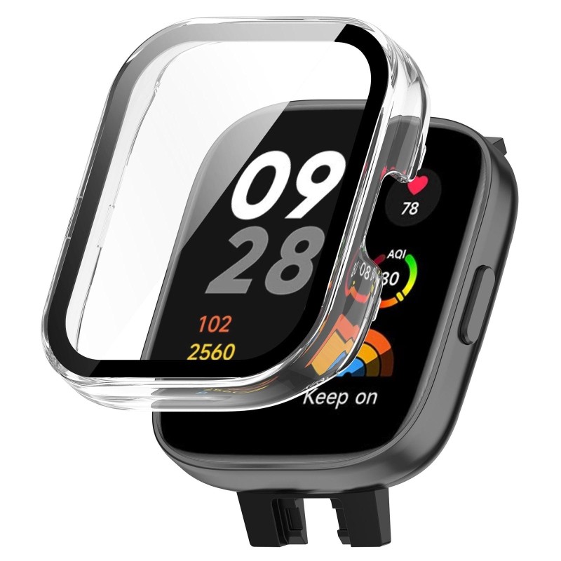 For Redmi Watch 3 Lite / Redmi Watch 3 Active PC + Tempered Film Integrated Watch Protective Case(Transparent)