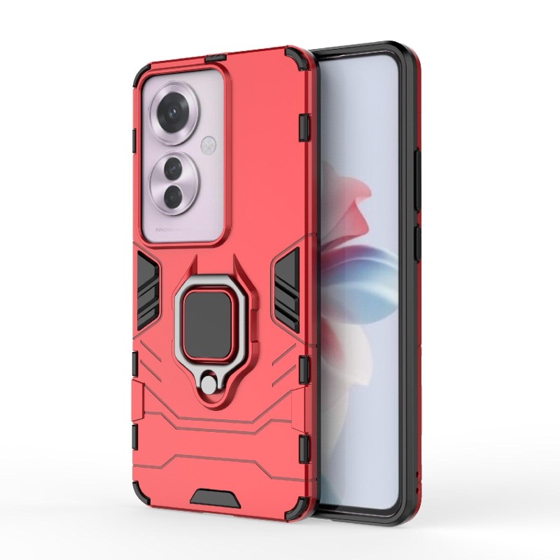 For OPPO Reno11 F 5G PC + TPU Shockproof Protective Phone Case with Magnetic Ring Holder(Red)