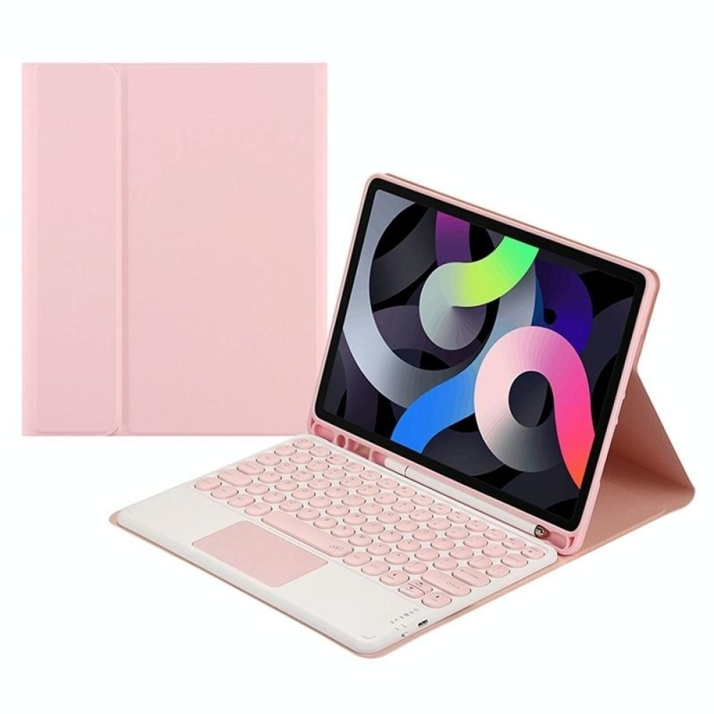 For Samsung Galaxy Tab S8+ / S7 FE / S7+ Round Cap Bluetooth Keyboard Leather Case with Pen Slot & Touchpad(Pink)