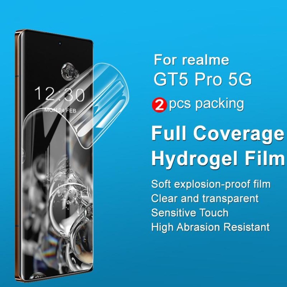 For Realme GT5 Pro 5G 2pcs imak Curved Full Screen Hydrogel Film Protector