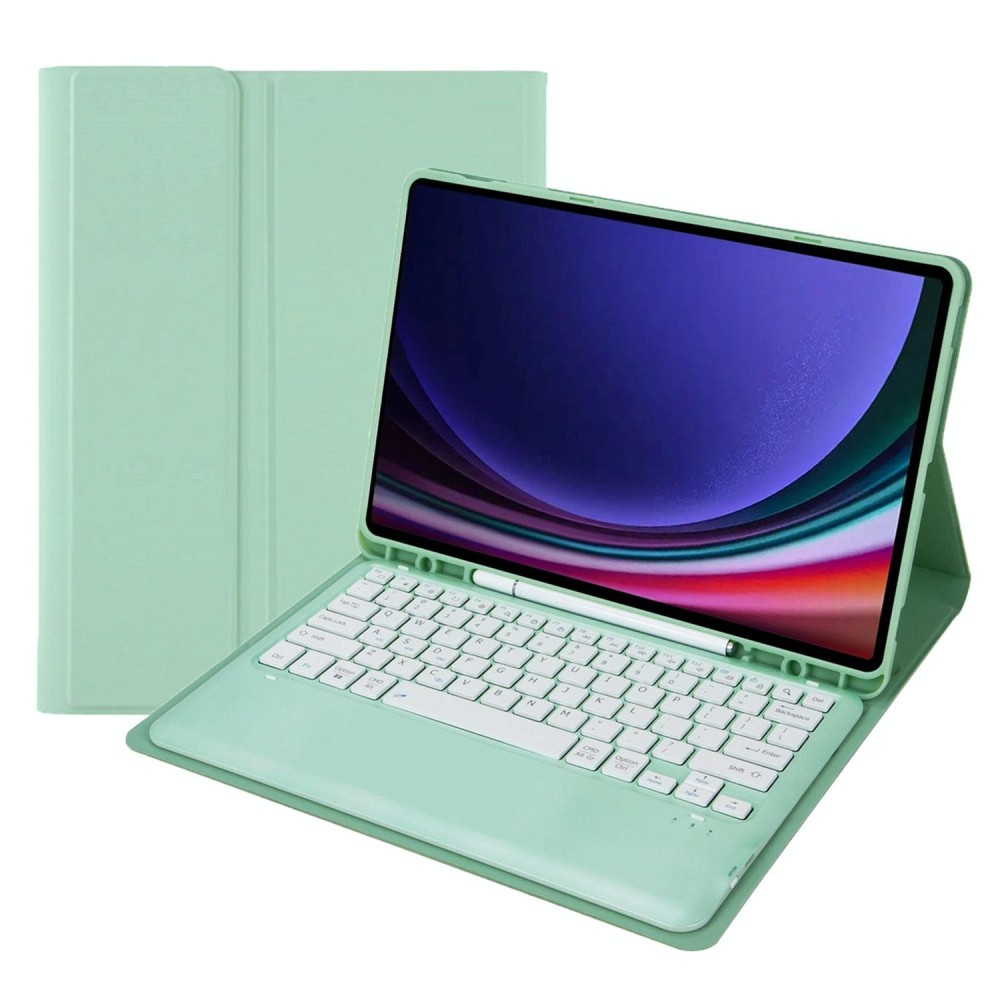 For Samsung Galaxy Tab S9+ A810B Pen Slot Detachable Bluetooth Keyboard Leather Tablet Case(Mint Green)
