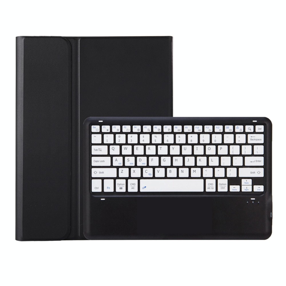 For Samsung Galaxy Tab S9 FE+ A810B Pen Slot Detachable Bluetooth Keyboard Leather Tablet Case(Black+White)