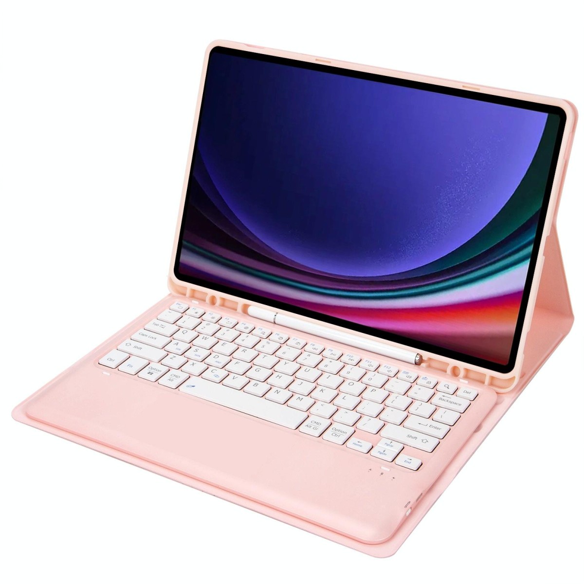 For Samsung Galaxy Tab S9 FE+ A810B Pen Slot Detachable Bluetooth Keyboard Leather Tablet Case(Pink)
