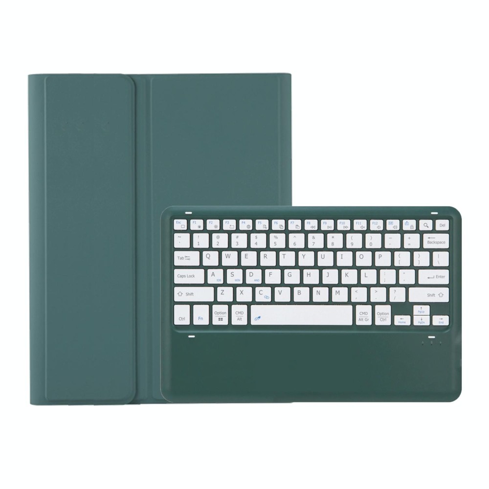For Samsung Galaxy Tab S9 FE+ A810B Pen Slot Detachable Bluetooth Keyboard Leather Tablet Case(Dark Green)
