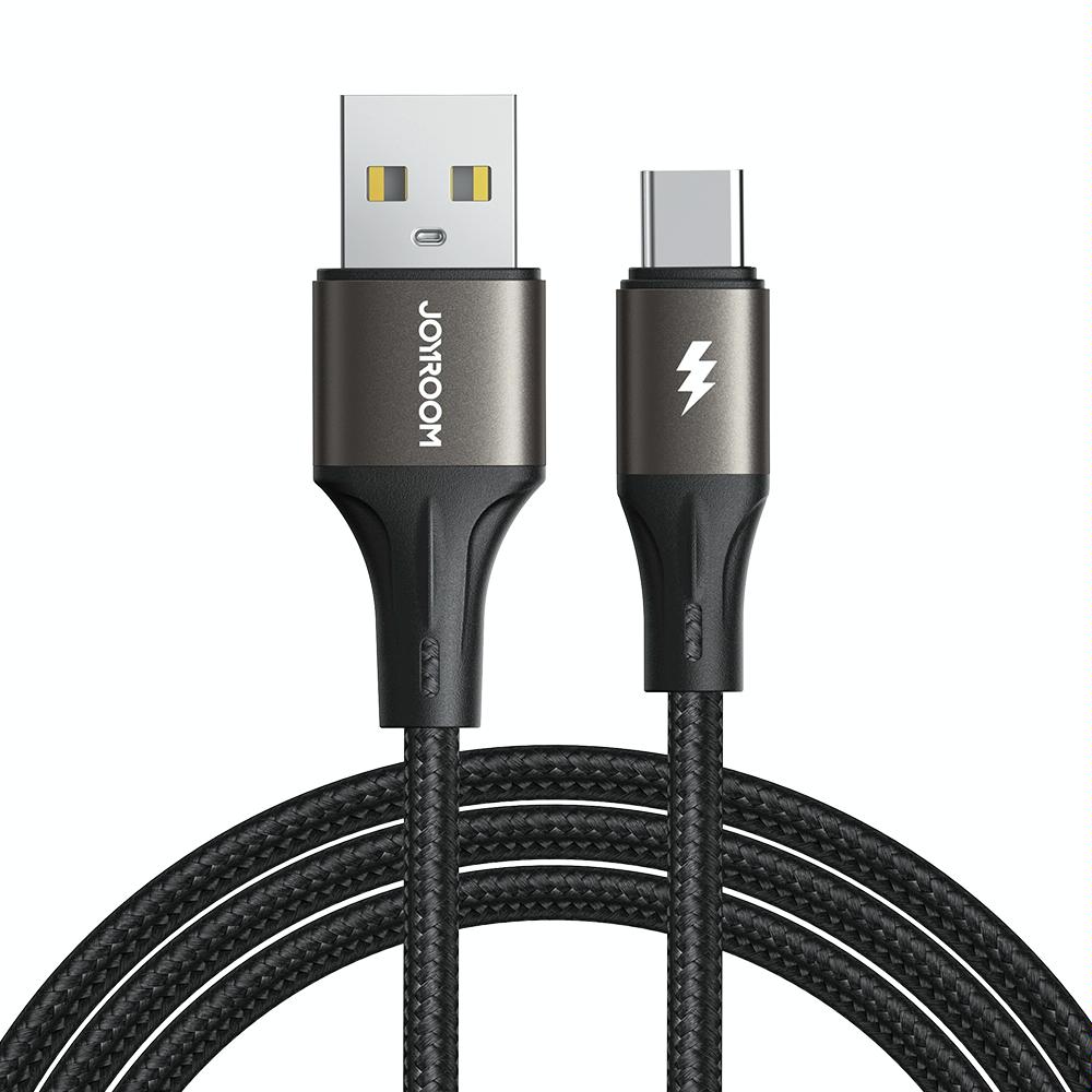 JOYROOM SA25-AC3 3A USB to USB-C/Type-C Fast Charge Data Cable, Length:1.2m(Black)