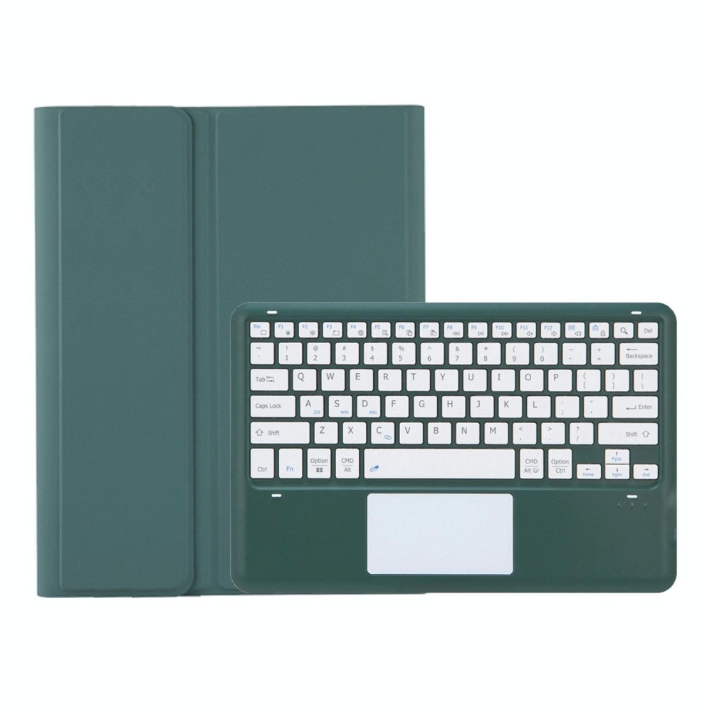 For Samsung Galaxy Tab S9+ A810B-A Touch Pad Detachable Bluetooth Keyboard Leather Tablet Case(Dark Green)