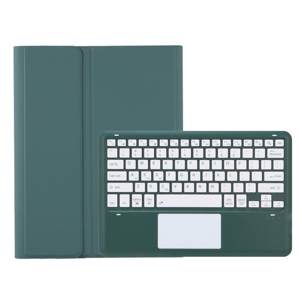 For Samsung Galaxy Tab S9 FE+ A810B-A Touch Pad Detachable Bluetooth Keyboard Leather Tablet Case(Dark Green)