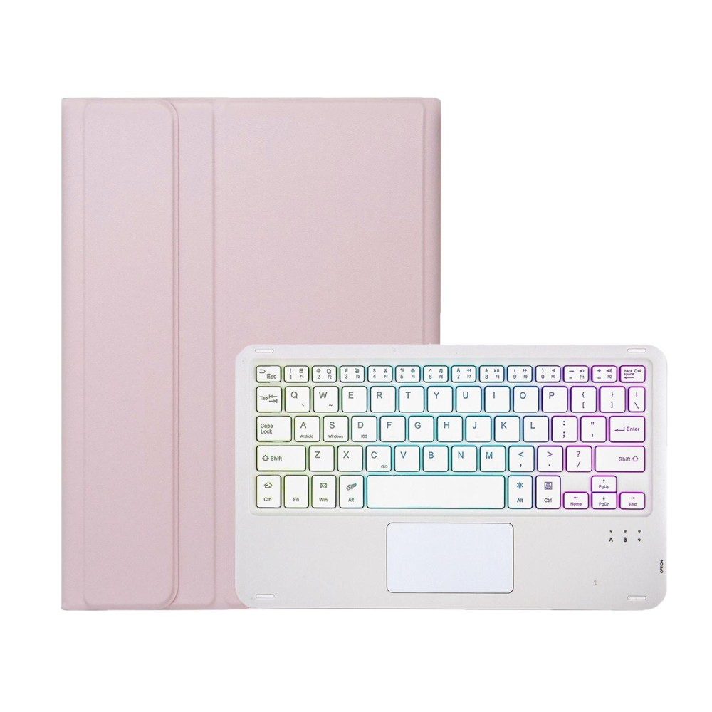 For Samsung Galaxy Tab S9 Candy Color Touch Backlight Bluetooth Keyboard Leather Tablet Case with Pen Holder(Pink)