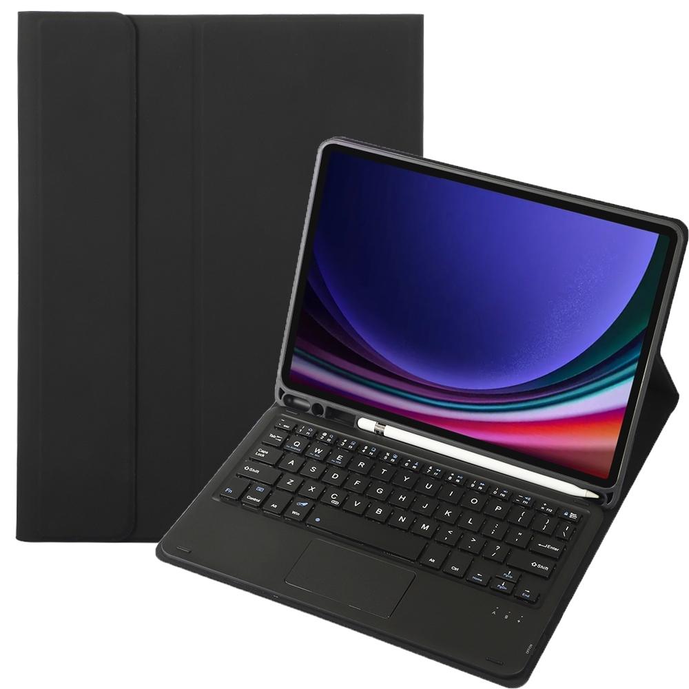 For Samsung Galaxy Tab S9 FE A710B-A Candy Color TPU Touch Bluetooth Keyboard Leather Tablet Case with Pen Holder(Black)