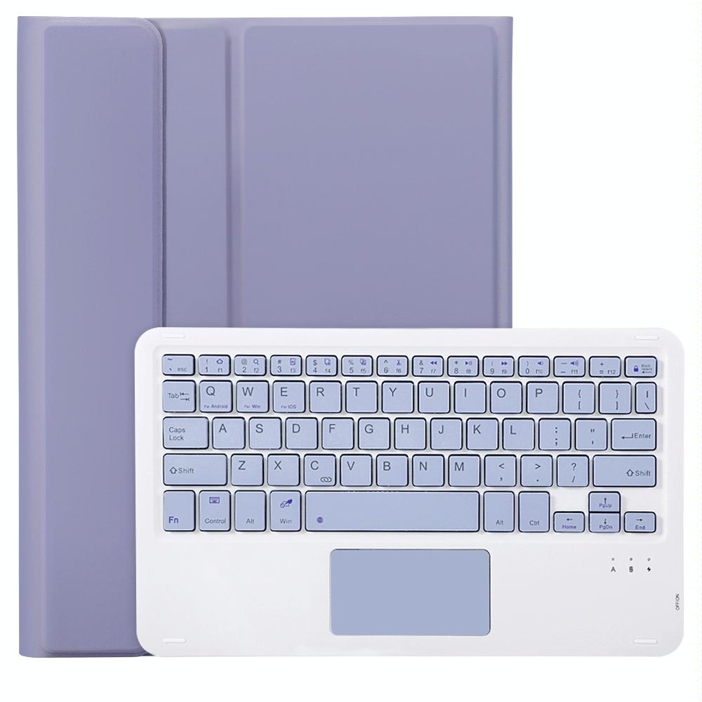 For Samsung Galaxy Tab S9 FE A710B-A Candy Color TPU Touch Bluetooth Keyboard Leather Tablet Case with Pen Holder(Purple)