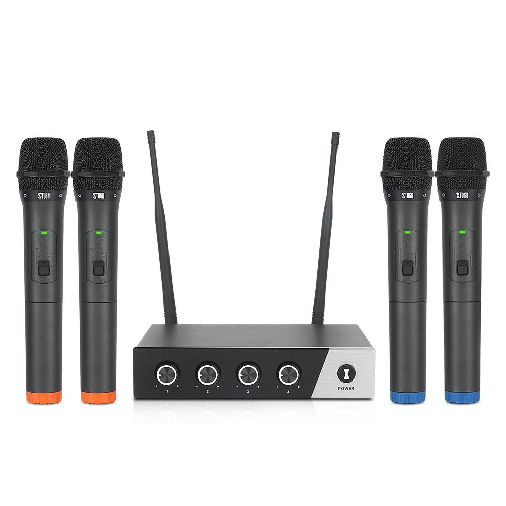 XTUGA S400 Professional 4-Channel UHF Wireless Microphone System with 4 Handheld Microphone(AU Plug)