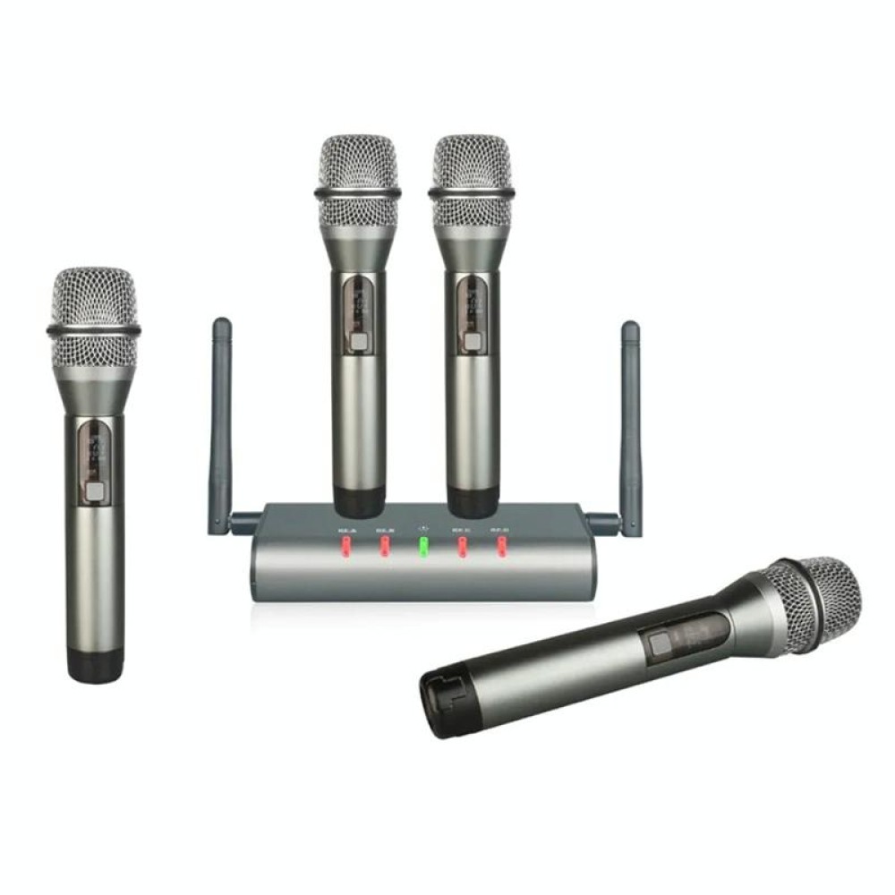 XTUGA U-F4600 Professional 4-Channel UHF Wireless Microphone System with 4 Handheld Microphone(AU Plug)