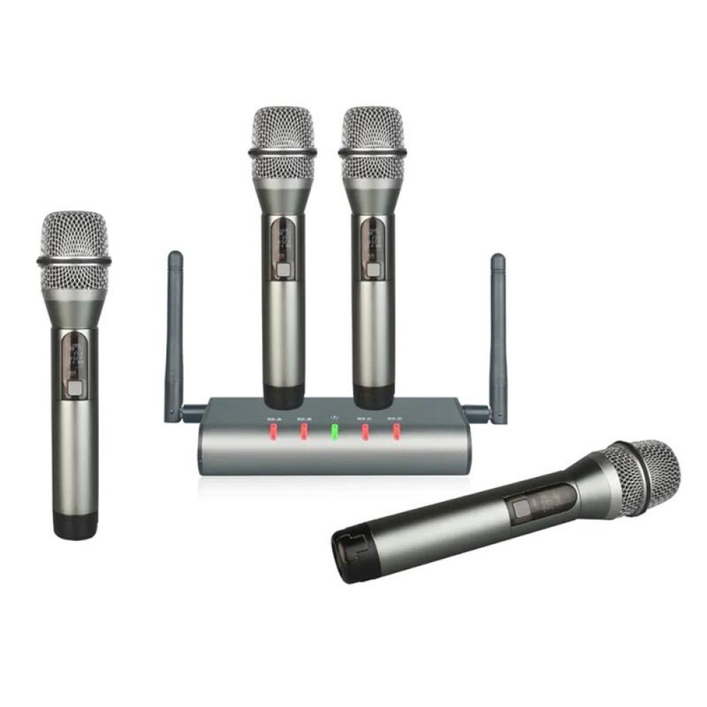 XTUGA U-F4600 Professional 4-Channel UHF Wireless Microphone System with 4 Handheld Microphone(UK Plug)