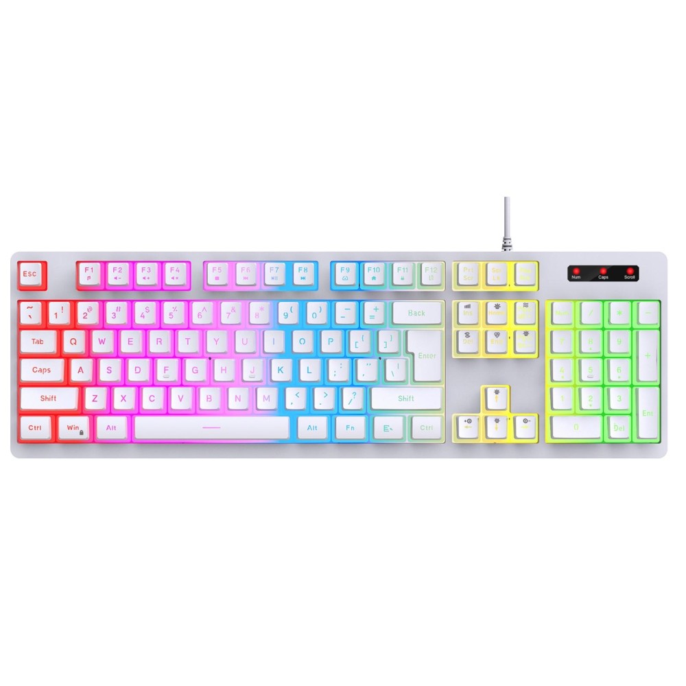 HXSJ L200 Wired RGB Backlit Keyboard 104 Pudding Key Caps(White)