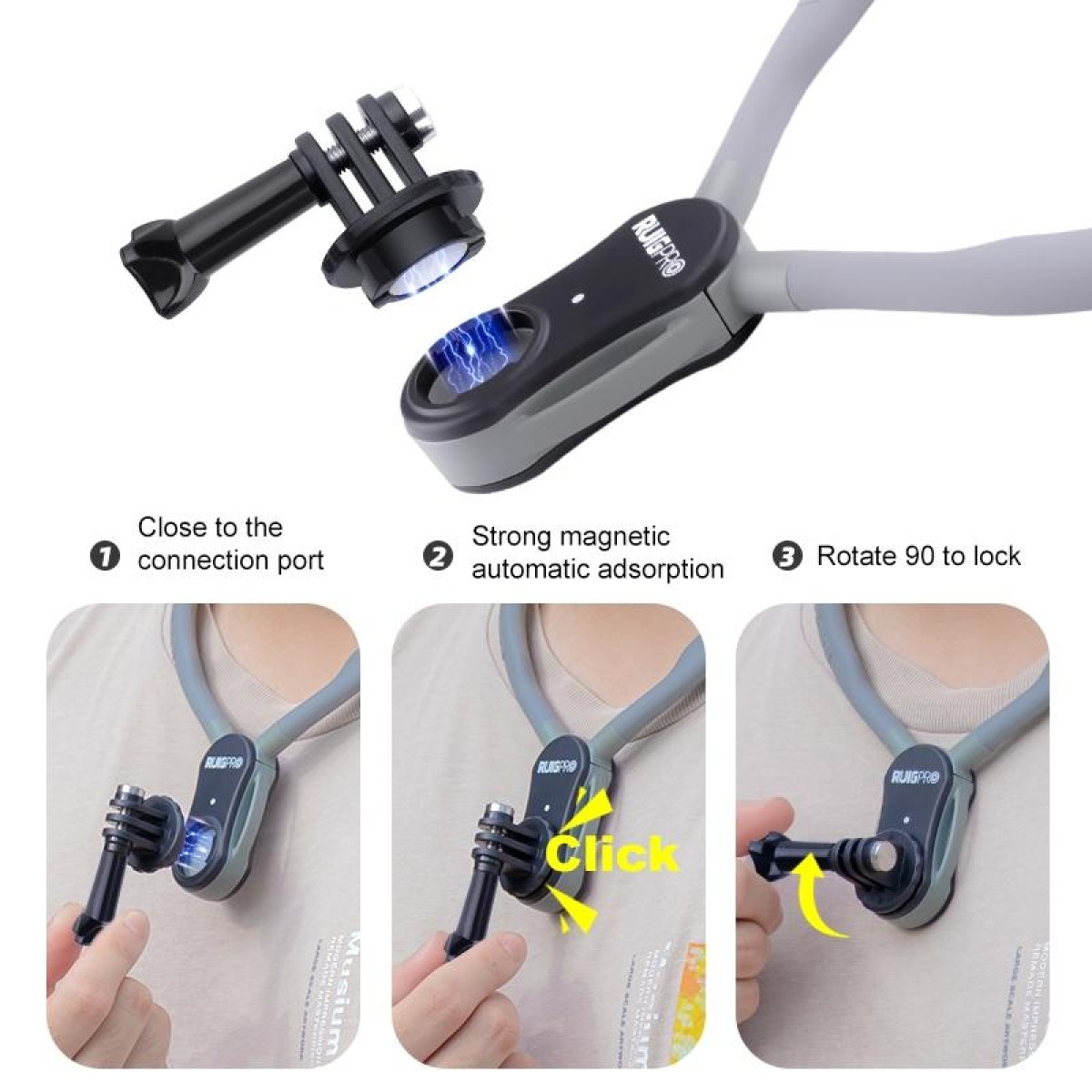 RUIGPRO Lazy Neck Bracket POV View Mount With J-Hook Buckle