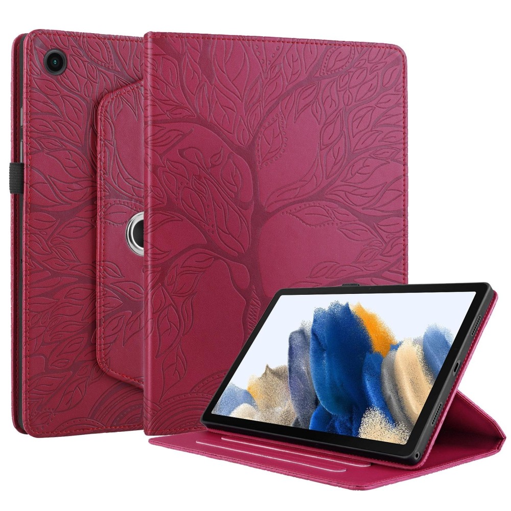 For Samsung Galaxy Tab A8 10.5 Tree Life Embossed Rotation Leather Smart Tablet Case(Red)