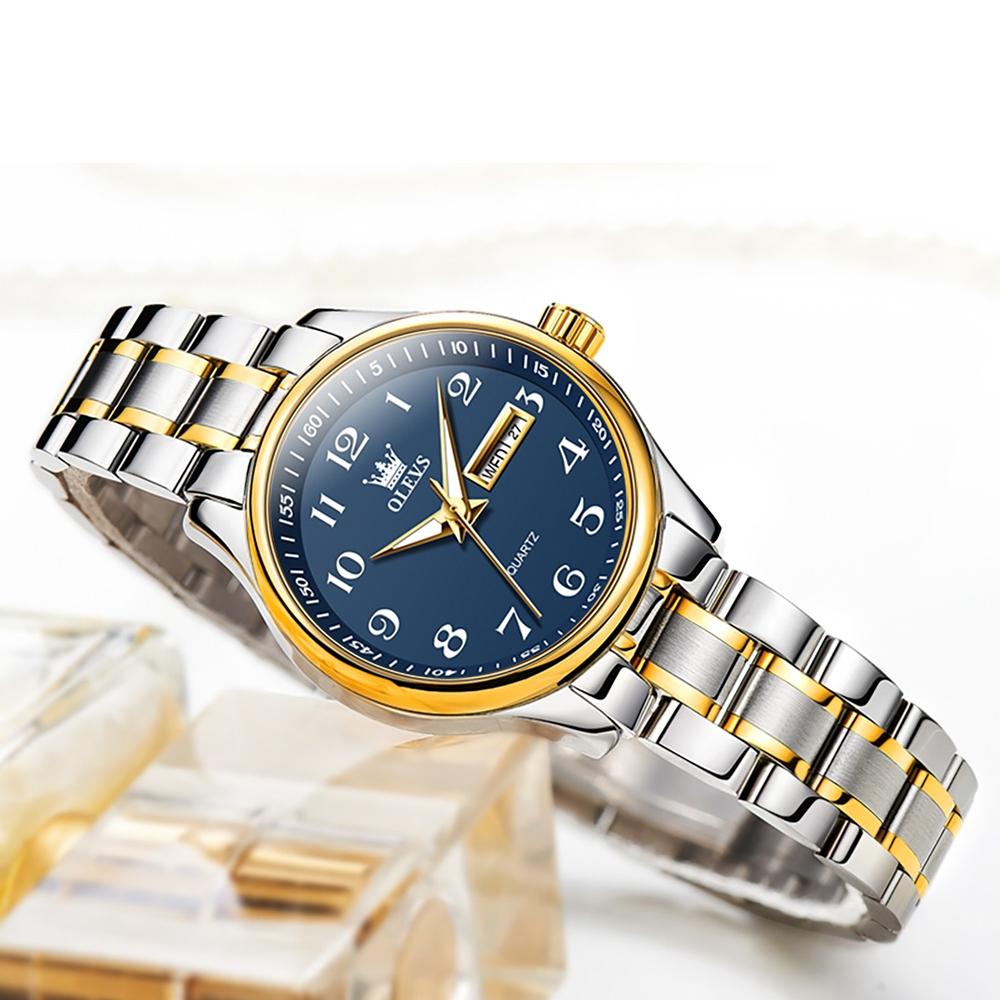OLEVS 5567 Women Steel Strap Waterproof Quartz Watch(Blue)