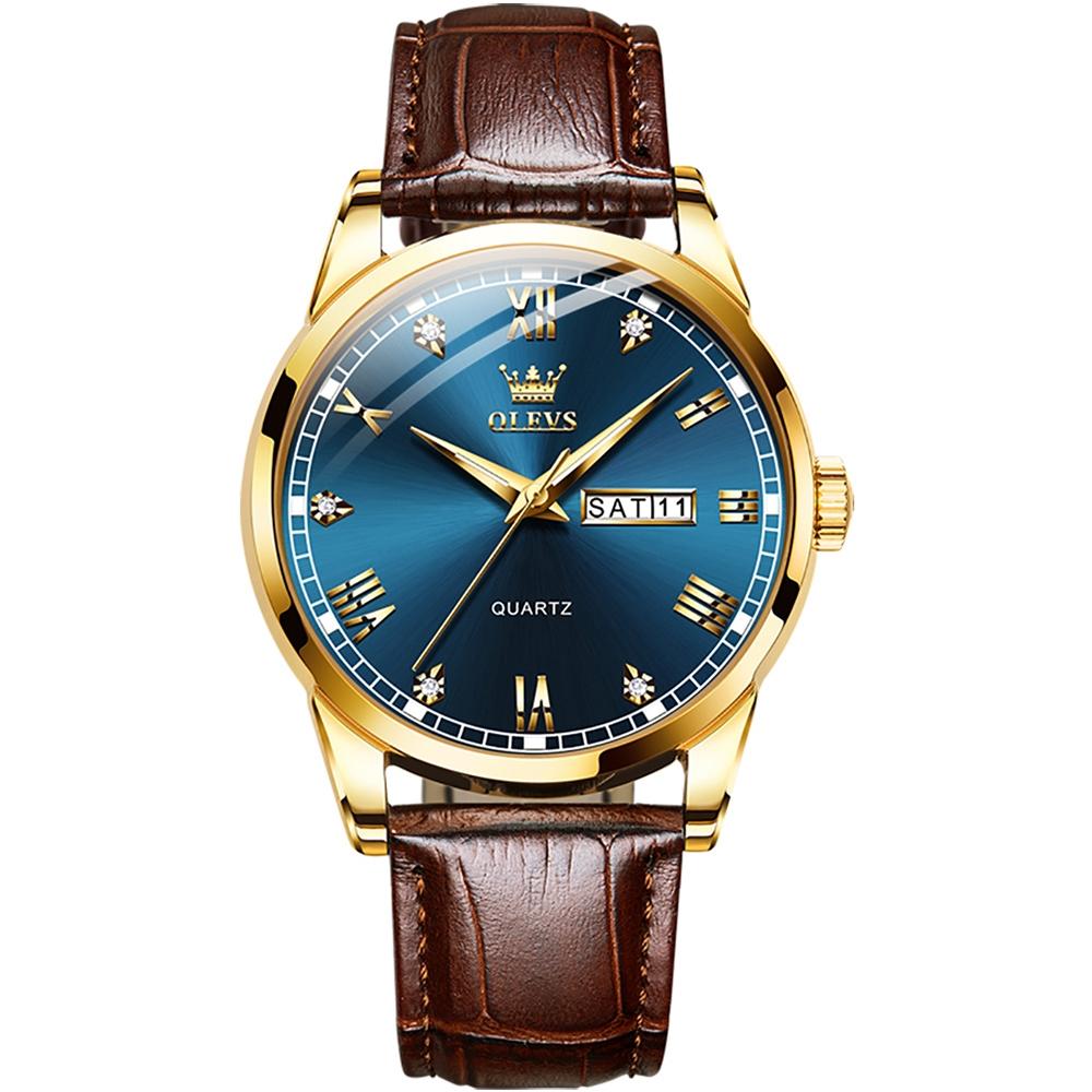 OLEVS 6896 Men Multifunctional Luminous Waterproof Quartz Watch(Blue)