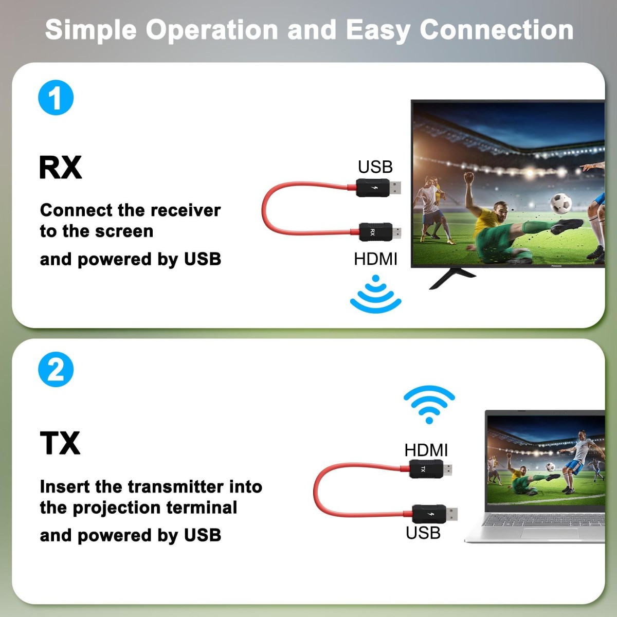 THT-020-8-2 4 in 1 HDMI Transmitter Wireless Screen Sharer Set(Black)
