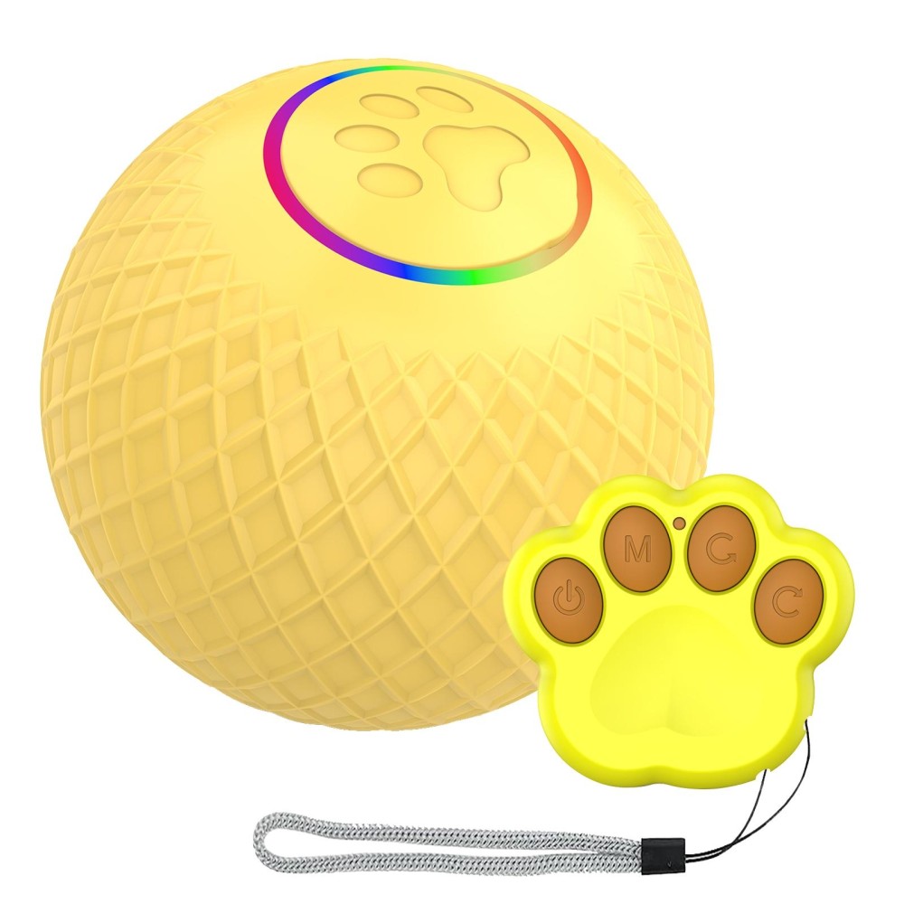 C2 5.5cm Intelligent Remote Control Pet Toy Cat Training Luminous Ball(Yellow)